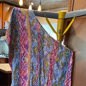 One shoulder maxi dress.